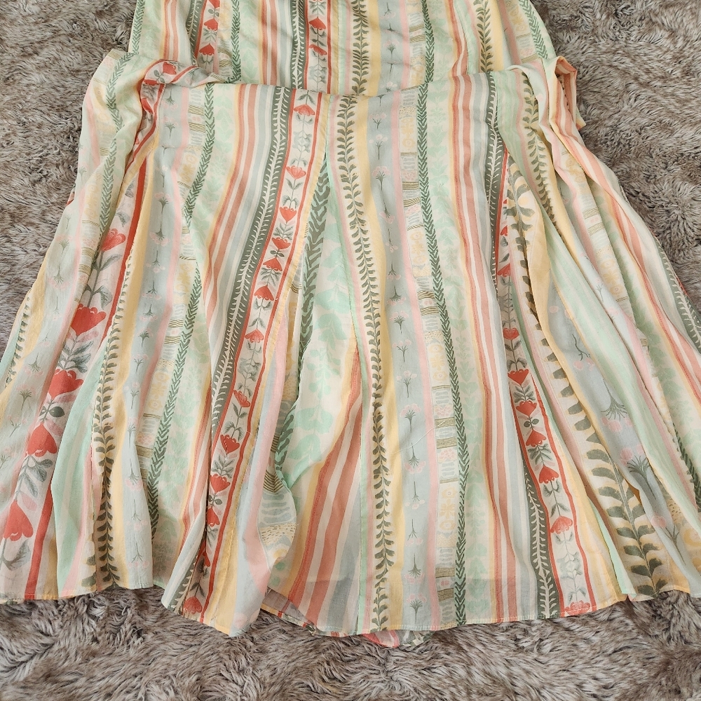 Free People Tova‎ Maxi Dress Asymmetric Tie Strap in Multi Combo Striped Medium - Picture 3 of 11